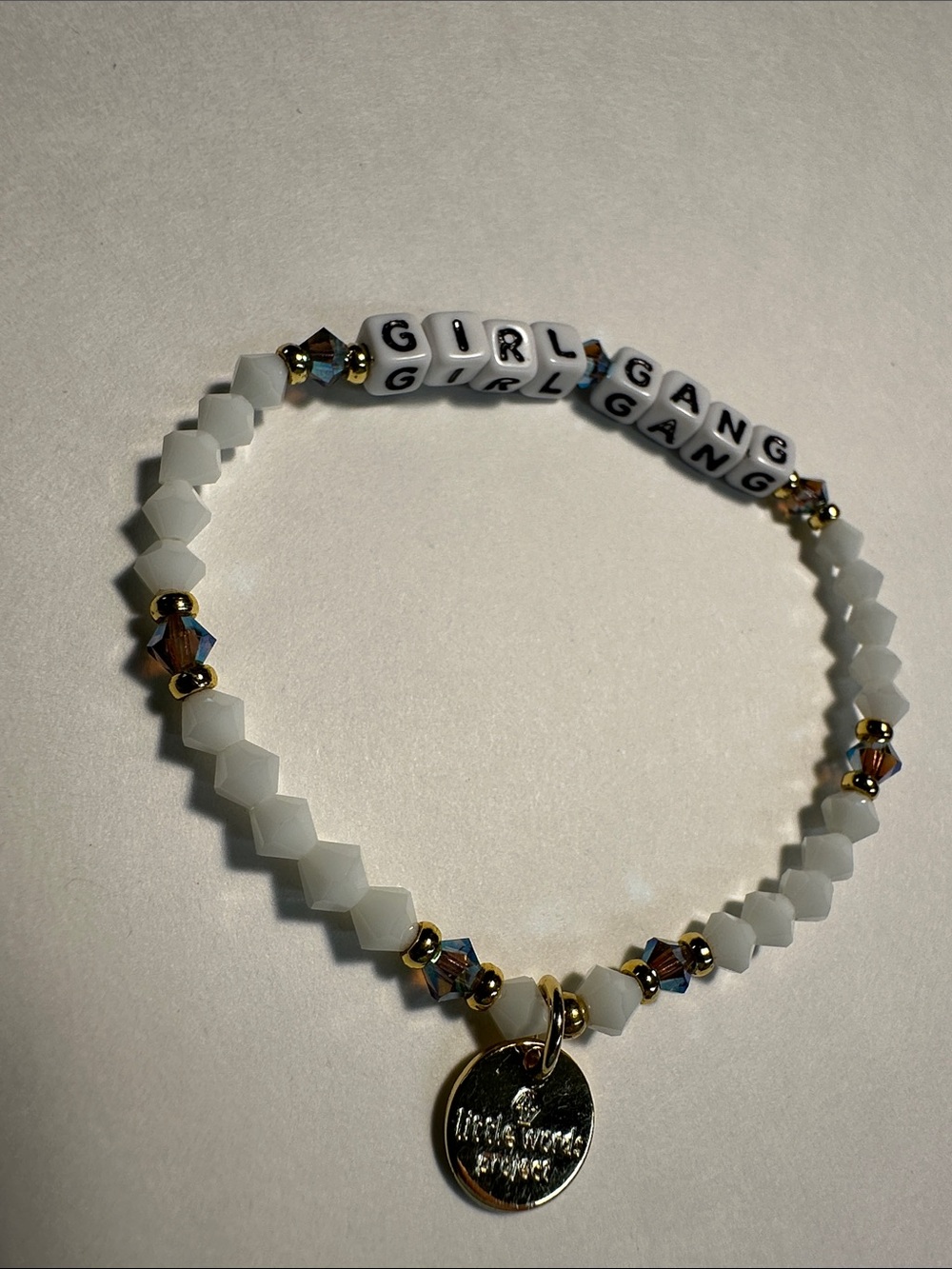 Little Words Project GIRL GANG Beaded with faceted beads Bracelet White Size M/L